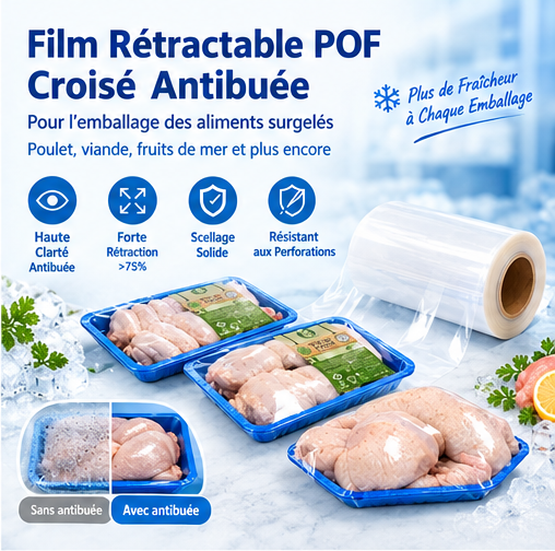 Film Rétractable POF Cross Linked Antibuée pour Aliments Surgelés